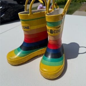 Vibrant Yellow and Red Rain & Snow Boots with Pull Handles
